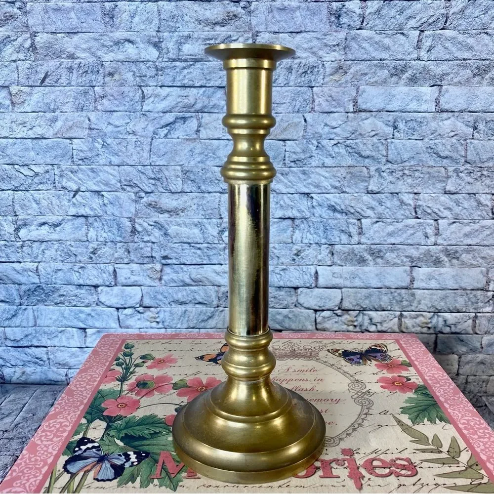 Brass Candlestick Holder Vintage Felt Covered Bottom Mid Century Modern